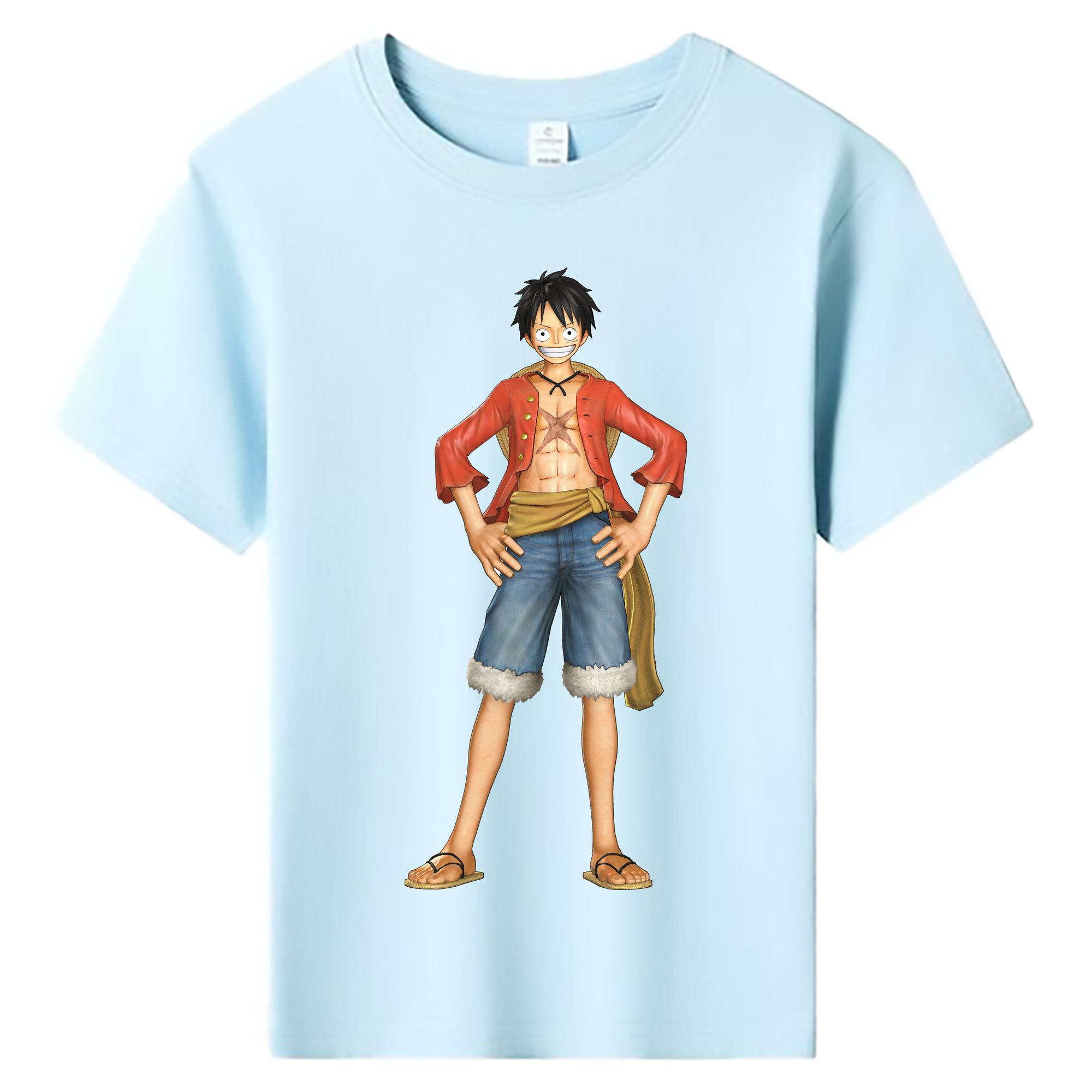 ワンピース モンキー・D・ルフィ ONE PIECE Monkey D. Luffy 綿100％キッズTシャツ（フロントプリント）